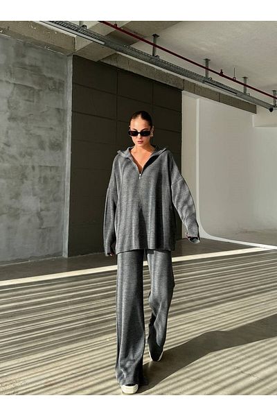 Askı Nişantaşı Zipper Collar Oversize Sweater Pants Set