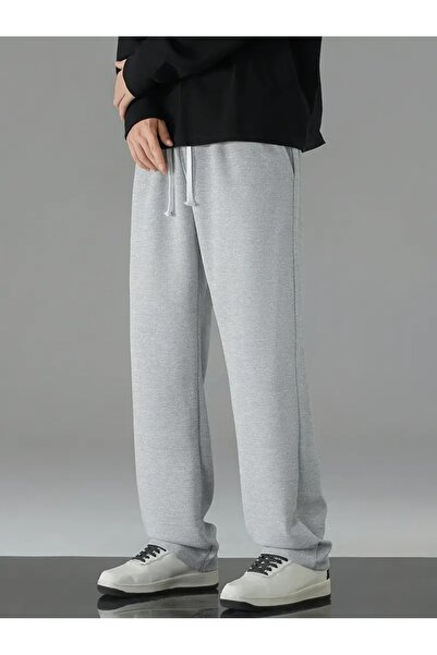yx yustex sport بنطال رياضي رجالي رمادي اللون من القماش المغسول بأرجل مطاطية ...