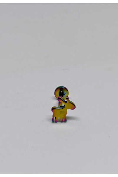 Cerrahi Çelik Hologram Renk Geyik Figürlü Piercing Uzunluk 9 mm No:18