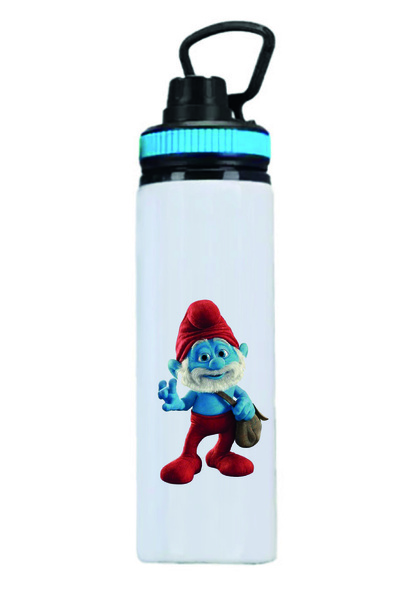 DKDZ SHOP زجاجة مياه معدنية مطبوعة من السنافر - زجاجة مياه سعة 850 مل. - 003