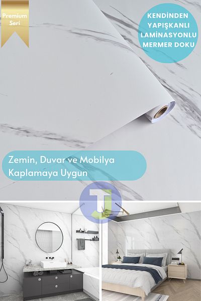 Technojet Висококачествен мраморен шарен самозалепващ се под - Кухня, шкаф, покривка за маса 60смX300см