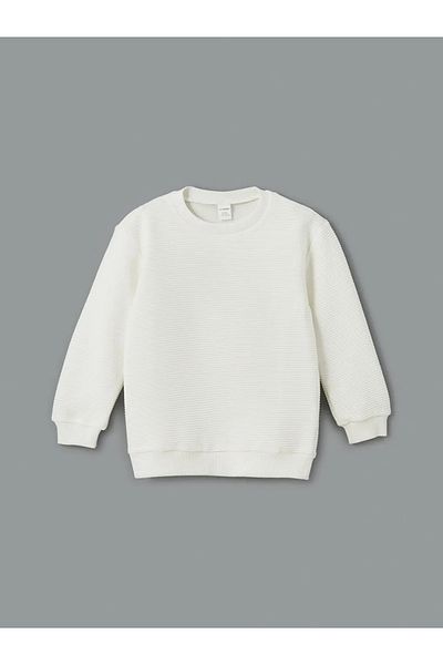 LC Waikiki Lcw Kids Ecru Crew Neck Basic Boys' Sweatshirt