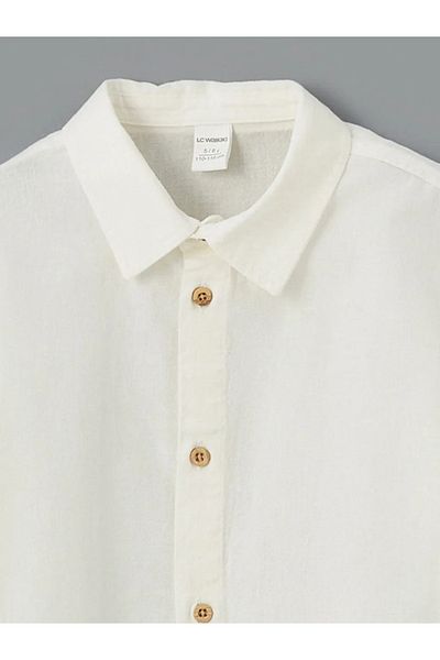 LC Waikiki Lcw Kids Ecru Basic Long Sleeve Boy's Shirt