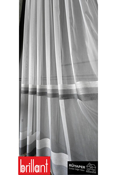 Brillant New Season Cream Gray Anthracite Stripe Detail Does Not Want Ironing Frequently Pleated Heavy Gramaged Luxury Tulle Curtain