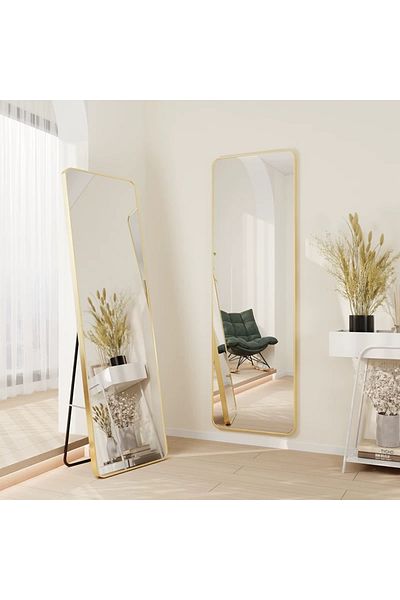 ABAREEK 165x60cm Arched Floor Mirror with Gold Aluminum Frame
