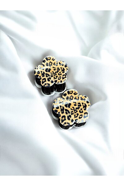 mila aksesuar Women's 2-Piece Leopard Floral Bone Latch Buckle