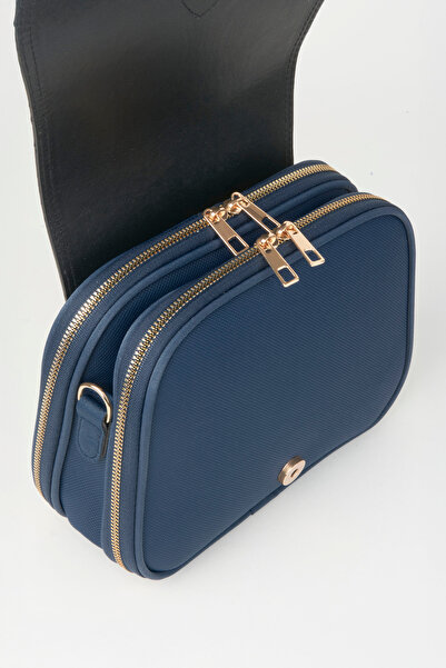 Vivaq Жіноча сумка Yonca темно-синя з 4 кишенями, кришкою, ременем через плече, застібкою-блискавкою та кнопками, ручка та ремінь через плече