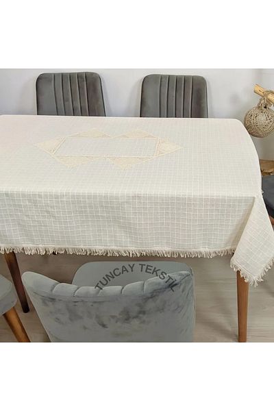 TUNCAY TEKSTİL Κομψό Τραπεζομάντιλο Χειροποίητο Λινό Buldan Monika Υφασμάτινο Βαμβακερό Υφαντό Λινάρι Τετράγωνο Ορθογώνιο Στρογγυλό