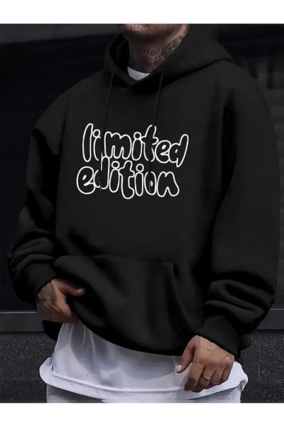 Pink Sky Limited Edition - Φούτερ Unisex Oversize με εμπριμέ μαύρη κουκούλα