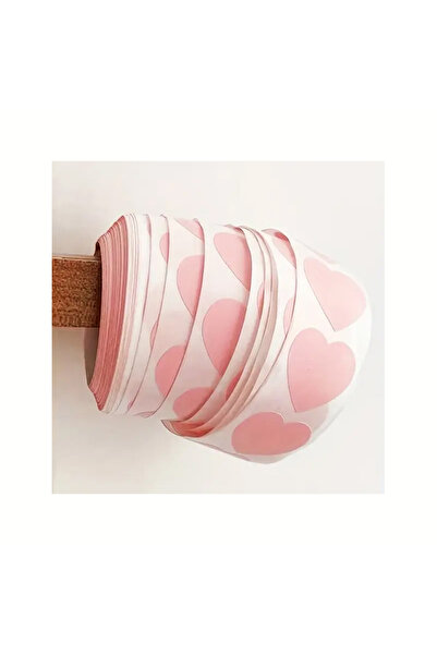 hdcw 500 ADET 2,5 cm RULO YAPIŞKANLI PASTEL PEMBE KALP STICKER ETİKET HEDİYE PAKETLEME
