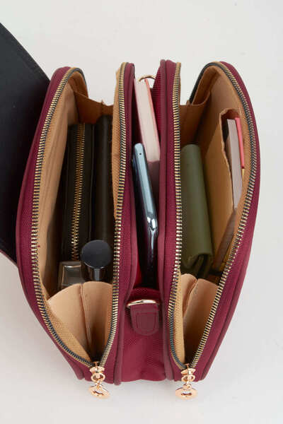 H&D COLLECTİON Бордовий 4-кишеньковий сумочка з кришкою, застібкою-блискавкою...