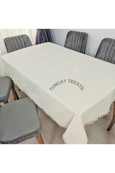 TUNCAY TEKSTİL Κομψό Τραπεζομάντιλο Χειροποίητο Λινό Buldan Monika Υφασμάτινο Βαμβακερό Υφαντό Λινάρι Τετράγωνο Ορθογώνιο Στρογγυλό