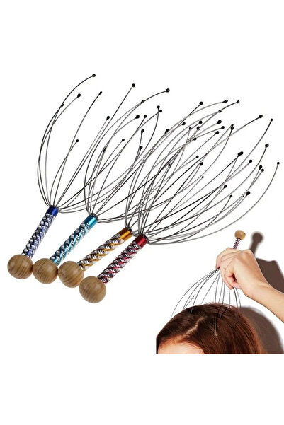 TahtakaleTicaret Instrument de masaj pentru cap, gât, cap, masaj pentru păr, sârmă pentru împrospătarea părului, culori mixte, 1 buc.