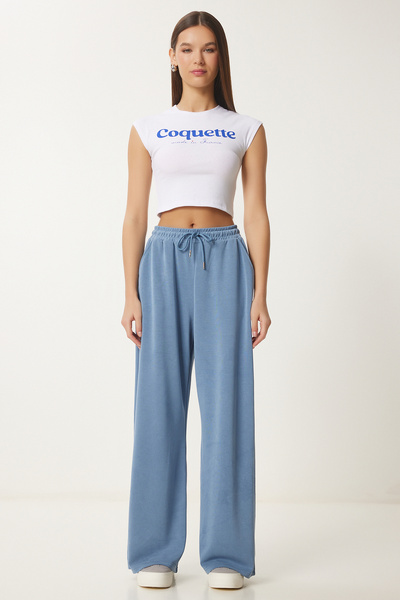 Lovelyİstanbul Indigo Modal széles szárú melegítőnadrág - LUB0070