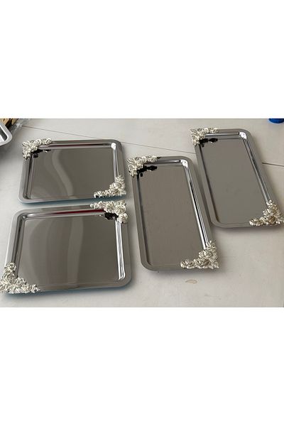 SEVA ÇELİK 2 Models Steel Square and Baton Presentation Table with Double Silver Accessories