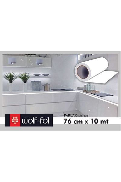 wolf-fol Cabinet Covering Foil Glossy White 76cmx10m Lacquer Appearance Self Adhesive