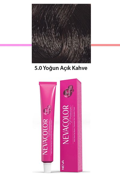 Neva Color Premium 5.0 Intense Light Brown - Permanent Cream Hair Dye 50 g Tube