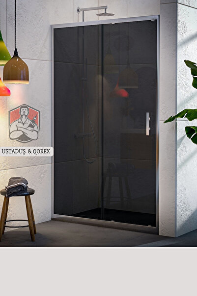 Qorex USTADUŞ-Qorex Marka - 1 sabit 1 sürgülü 6 Mm Füme Temper Cam Duşakabin ...