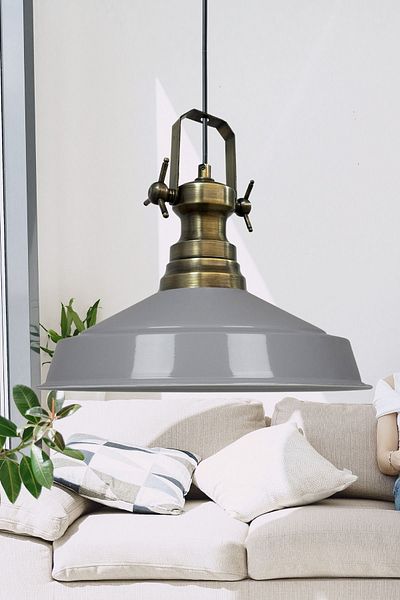 Bamyum Neo-Asletl Industrial Vintage Hängelampe 40 cm, Grau Metall Pendelleuchte