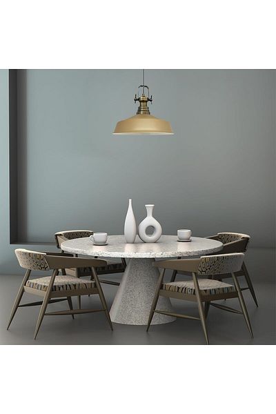 Bamyum Neo-Asletl Industrial Vintage Hängelampe 40 cm, Beige Metall Pendelleuchte