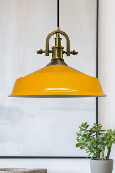 Bamyum Asletl-Marine Industrial Vintage Hängelampe 40 cm, Gelb Metall Pendelleuchte