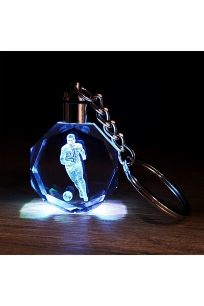 Işıklı Kristal Cam Anahtarlık Renk Değiştiren LED Özel Lazer İşleme Şık Anlamlı Hediyelik Aksesuar