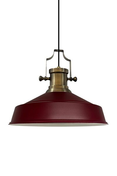 Bamyum Asletl Industrial Vintage Hängelampe  40 cm, Burgundisch Metall Pendel...