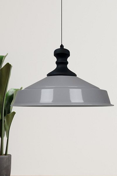 Bamyum Asletl-Knob Industrial Vintage Hängelampe  40 cm, Grau Metall Pendelleuchte