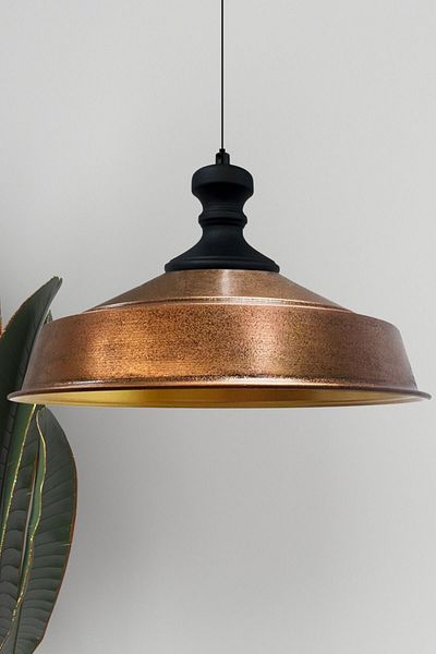 Bamyum Asletl-Knob Industrial Vintage Hängelampe  40 cm, Kupferfarbe Metall Pendelleuchte