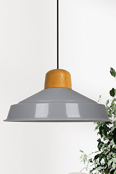 Bamyum Asletl-Holz Industrial Vintage Hängelampe  40 cm, Grau Metall Pendelleuchte