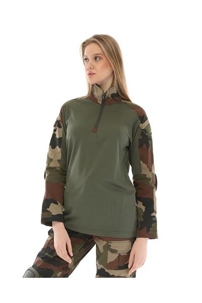 SINGLE SWORD Elbow Detailed Polo Neck Women's & Men's Combat T-Shirt