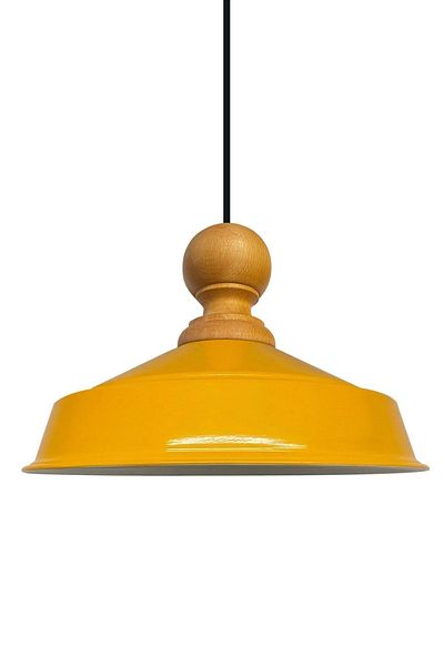 Bamyum Asletl-Holz Industrial Vintage Hängelampe  40 cm, Gelb Metall Pendelleuchte