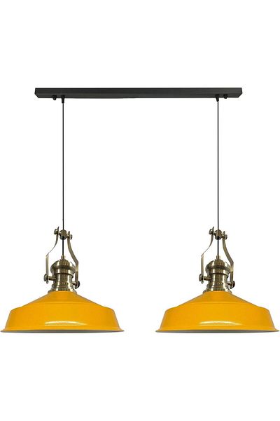 Bamyum Neo-Asletl Industrial Vintage Hängelampe 40 cm, Gelb Metall Pendelleuchte 2 Flammige