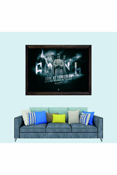 Lioncraft Türkçü, Mustafa Kemal Atatürk Sözü , Türk, Çerçeveli Cam Duvar Tabl...