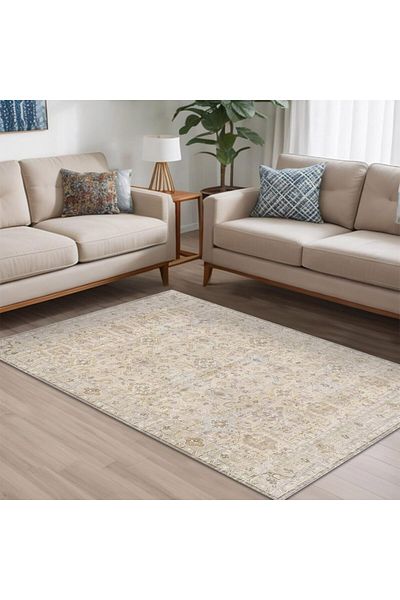 Bamyum Ryella Bedruckter Teppich Chenille-Druck Maschinell Hergestellt 80 x 150 cm Multicolor Teppich