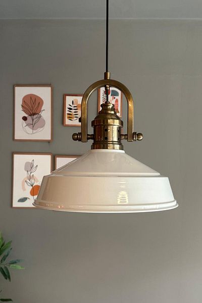 Bamyum AsletlFinke-35 Hängelampe Vintage Ø35 cm, Küchenlampe Hängend Vintage Weiß