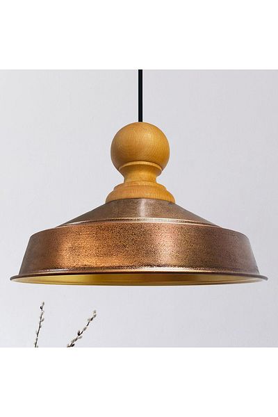 Bamyum Asletl-Holz Industrial Vintage Hängelampe  40 cm, Kupferfarbe Metall Pendelleuchte