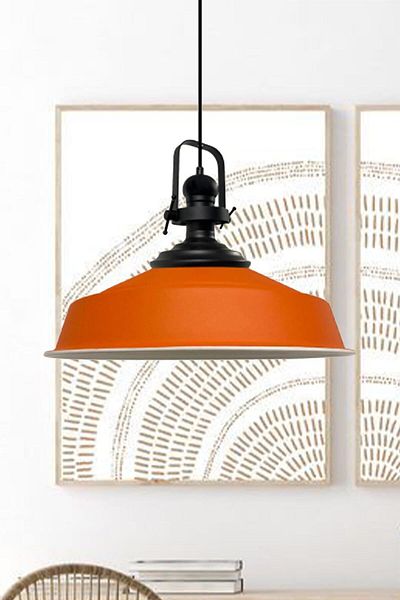 Bamyum Asletl Industrial Vintage Hängelampe 40 cm, Orange Metall Pendelleuchte