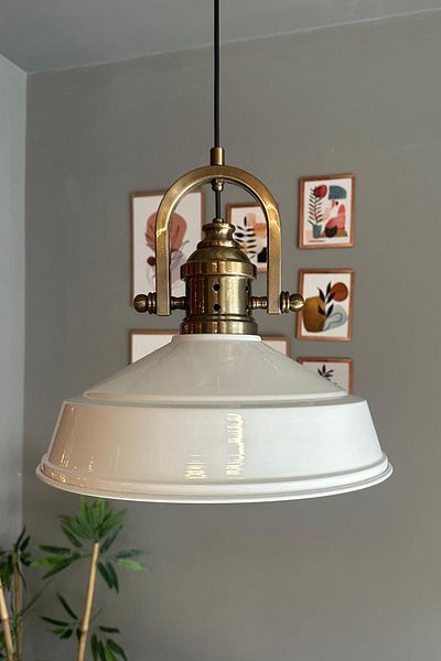 Bamyum AsletlFinke-35 Hängelampe Vintage Ø35 cm, Küchenlampe Hängend Vintage Weiß