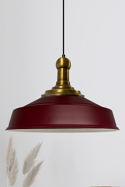 Bamyum Asletl-LongKnob Industrial Vintage Hängelampe  40 cm, Burgundisch Metall Pendelleuchte