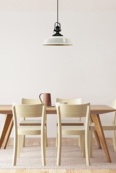 Bamyum Asletl Industrial Vintage Hängelampe 40 cm, Weiß Metall Pendelleuchte