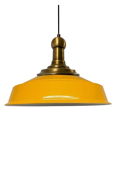 Bamyum Asletl-LongKnob Industrial Vintage Hängelampe  40 cm, Gelb Metall Pendelleuchte