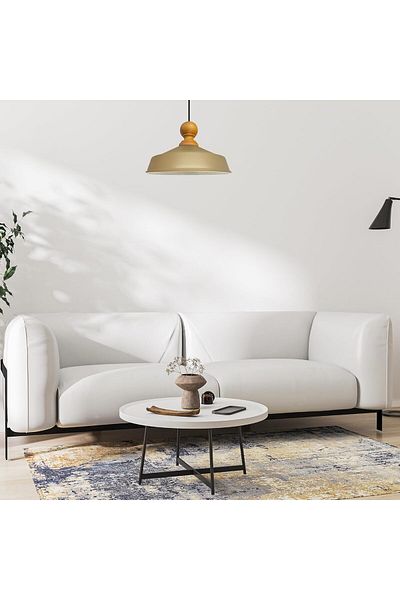 Bamyum Asletl-Holz Industrial Vintage Hängelampe  40 cm, Beige Metall Pendelleuchte