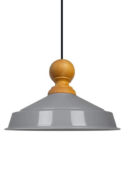 Bamyum Asletl-Holz Industrial Vintage Hängelampe  40 cm, Grau Metall Pendelleuchte