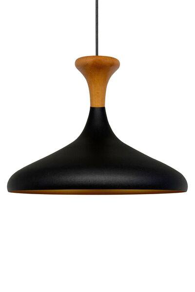 Bamyum Champion-Holz Industrial Vintage Hängelampe  35 cm, Schwarz Metall Pen...