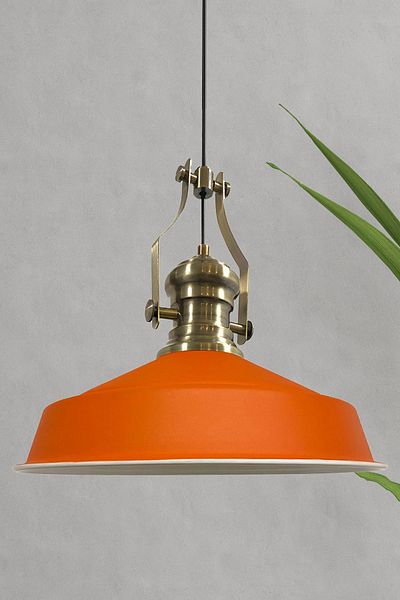 Bamyum Neo-Asletl Industrial Vintage Hängelampe 40 cm, Orange Metall Pendelleuchte
