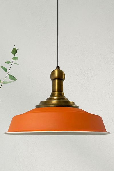 Bamyum Asletl-LongKnob Industrial Vintage Hängelampe  40 cm, Orange Metall Pendelleuchte