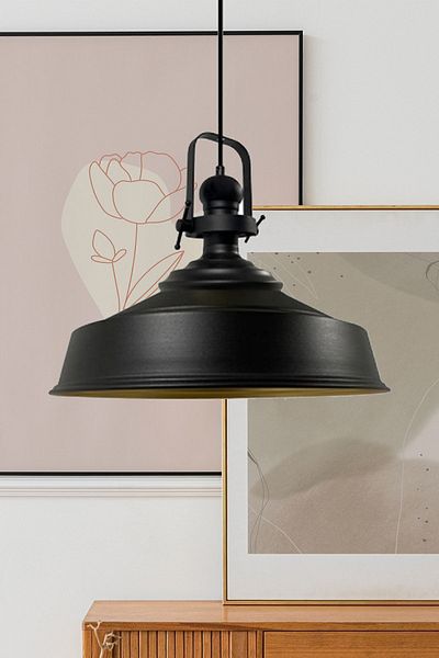 Bamyum Asletl Industrial Vintage Hängelampe  40 cm, Schwarz Metall Pendelleuchte