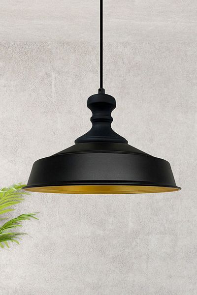 Bamyum Asletl-Knob Industrial Vintage Hängelampe  40 cm, Schwarz Metall Pendelleuchte