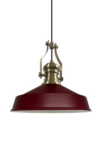 Bamyum Neo-Asletl Industrial Vintage Hängelampe 40 cm, Burgundisch Metall Pendelleuchte